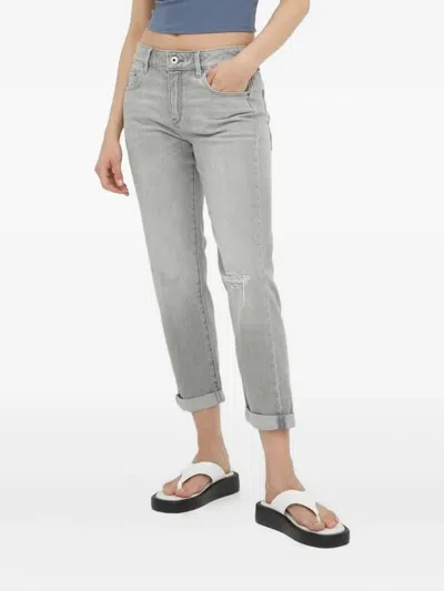 G-star Raw Distressed Cropped Jeans In Gray
