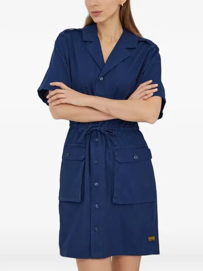 G-star Raw Drawcord-waist Mini Dress In Blue