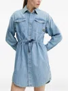 G-star Raw Drawstring Denim Mini Dress In Blue
