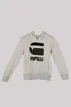 G-star Raw Felpa Grigia Con Cappuccio Bambino In Grigio