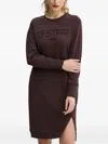 G-star Raw Flock-print Logo Slit Midi Dress In Brown