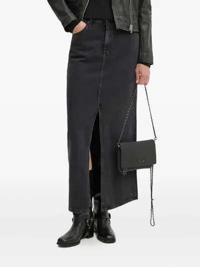 G-star Raw Front-split Denim Skirt In Black