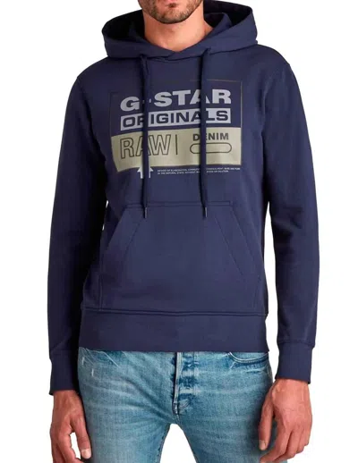 G-star Raw Graphic Hooded Sweatshirt In Servant Blue