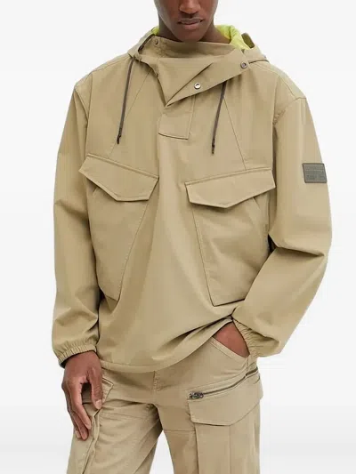 G-star Raw Hooded Patch-pocket Jacket In Neutral