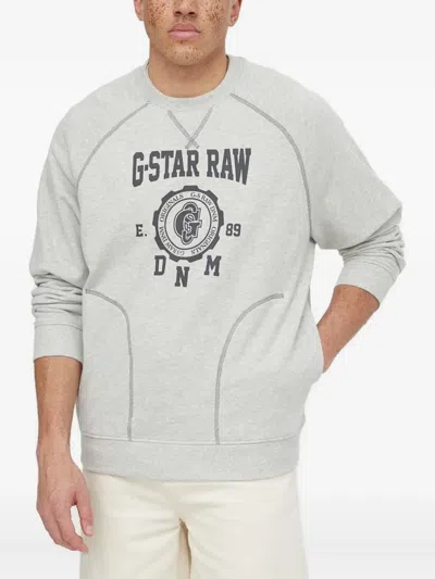 G-star Raw Logo-embellished Crew-neck Sweatshirt In Gray