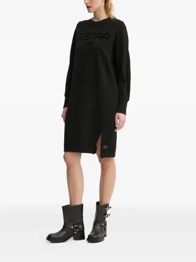 G-star Raw Logo-embellished Long-sleeved Dress In Black