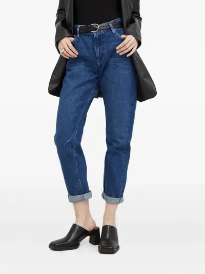 G-star Raw Logo-patch Cuffed Jeans In Blue