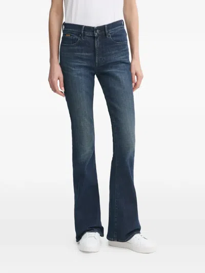 G-star Raw Logo-patch Flared Jeans In Blue