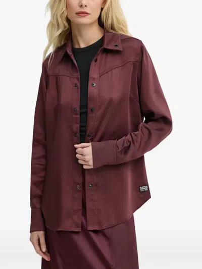 G-star Raw Long-sleeved Western Shirt In Burgundy