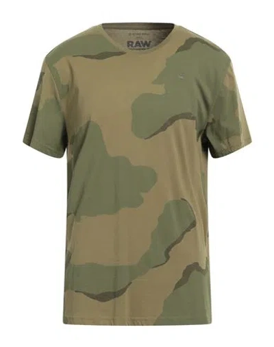 G-star Raw Man T-shirt Military Green Size Xl Organic Cotton In Multi