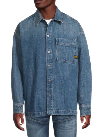 G-star Raw Men's Boxy-fit Shirt Jacket In Blue