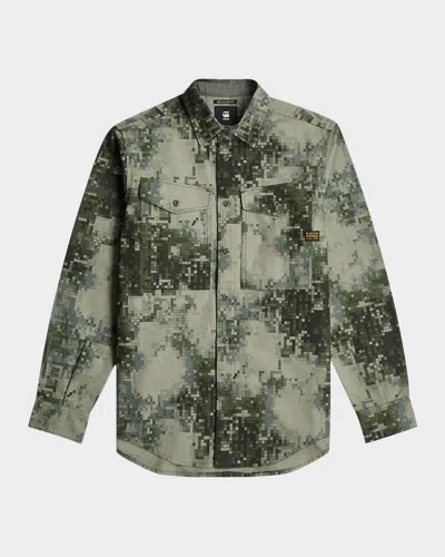 G-star Raw Men's Cargo Pocket Casual Button-down Shirt In Elephant Skin Mini Digi Camo