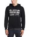 G-star Raw Men's Distressed Originals Regular-fit Logo Print Fleece Hoodie In Dk Black,m