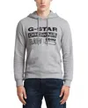 G-star Raw Men's Distressed Originals Regular-fit Logo Print Fleece Hoodie In Medium Gre