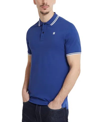 G-star Raw Men's Dunda Slim-fit Tipped Polo Shirt In Radar Blue