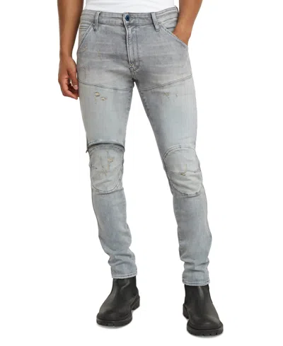 G-star Raw Elwood 5620 3d Zip Knee Skinny Jeans In Vintage Oregon Gray Destroyed In Vintage Oreon Grey Destroyed