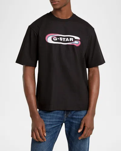 G-Star Raw Old Skool Logo T-Shirt Uomo - Maglietta In Jersey Nero, Vestibilità Rilassata, Maniche Arrotolate - 2
