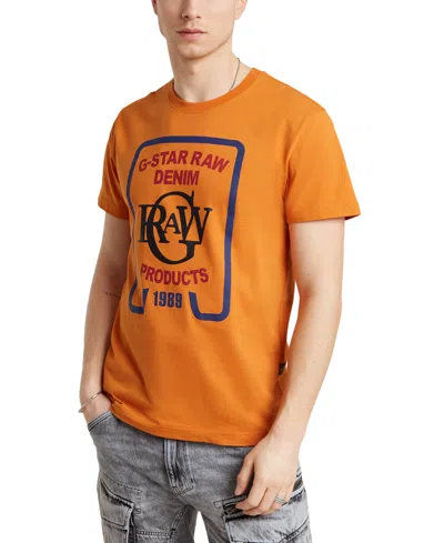 G-star Raw Men's Logo Graphic T-shirt, Created For Macy's In Orange