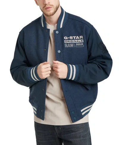 G-star Raw Varsity Wool Blend Bomber Jacket In Rank Blue