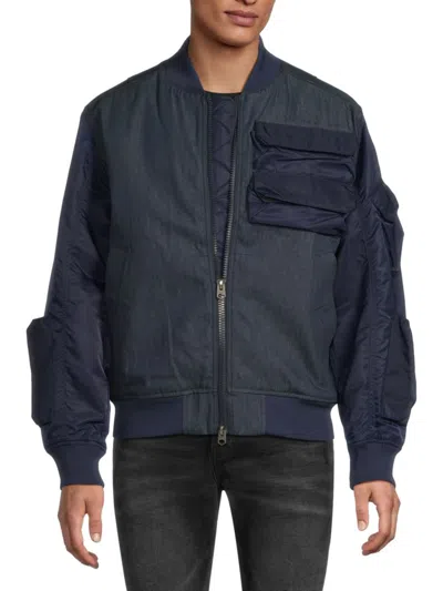 G-star Raw Men's Mixed Media Bomber Jacket In Blue