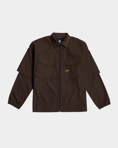 G-star Raw Men's Modular Relaxed Overshirt In Deep Brown