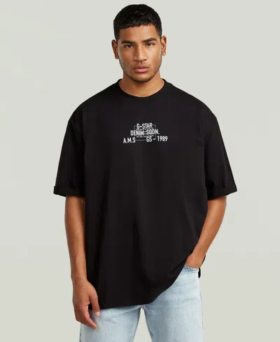 G-star Raw Men's Multi Technique Graphic Crewneck T-shirt In Black