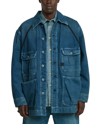G-star Raw Men's Oversized Denim Button-front Chore Jacket In Faded Indigo Gd