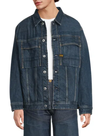 G-star Raw Men's Oversized Faded Denim Trucker Jacket In Blue