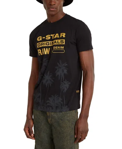 G-star Raw Men's Palm Originals Regular-fit Logo Graphic T-shirt In Dk Black