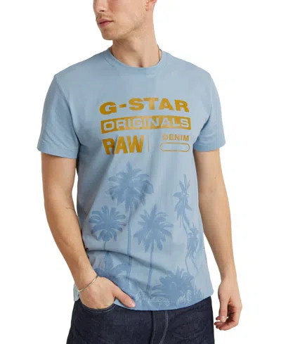 G-star Raw Men's Palm Tree Logo T-shirt In Faze Blue