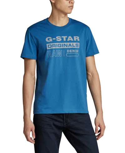 G-star Raw Men's Reflective Originals Straight-fit Logo Graphic T-shirt In Retro Blue