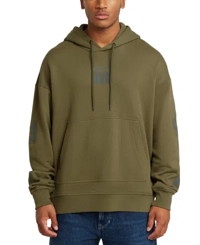G-star Raw Men's Relaxed Fit Long Sleeve Multi-logo Graphic Hoodie In Shadow Olive