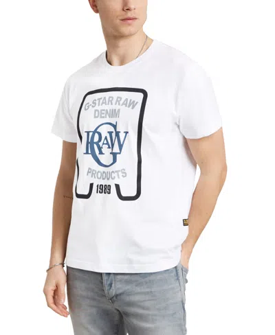 G-star Raw Men's Straight-fit Logo Graphic T-shirt In White