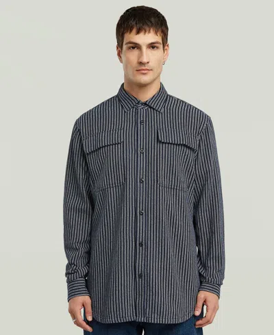 G-star Raw Men's Stripe Button-up Regular-fit Shirt In Black