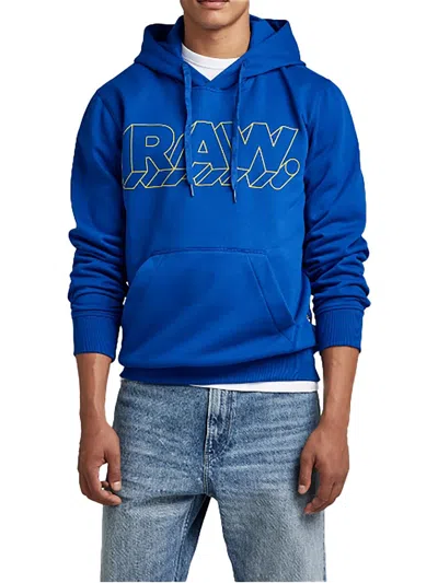 G-star Raw Mens Graphic Comfortable Hoodie In Blue
