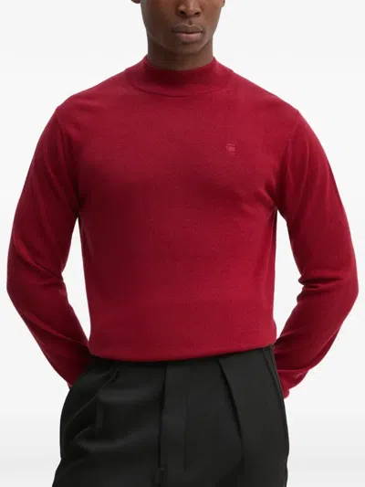 G-star Raw Mock-neck Knitted Jumper In Red