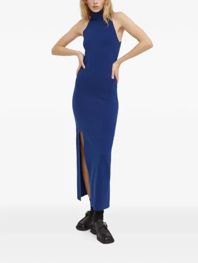 G-star Raw Ny Raw Turtleneck Side-split Maxi Dress In Blue