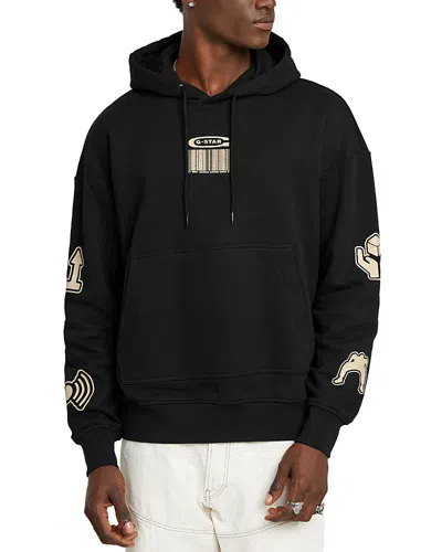 G-star Raw Oversized Fit Multi Logo Hoodie In Dark Black