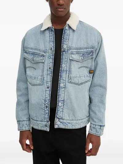 G-star Raw Patch-pocket Collared Jacket In Blue