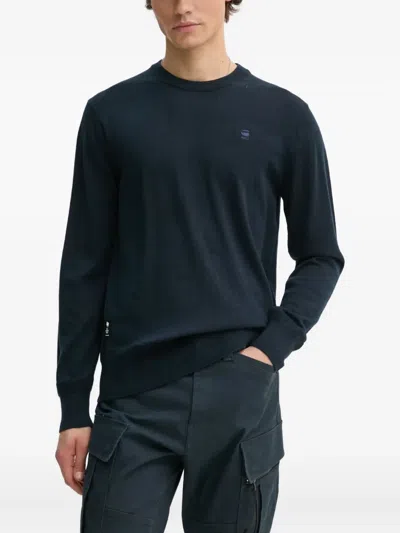 G-star Raw Logo-embroidered Crew-neck Sweater In Green