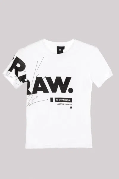 G-star Raw T-shirt Bianca Con Stampa In Bianco