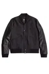 G-star Raw Men's Tonal Wool And Leather Varsity Jacket In Black