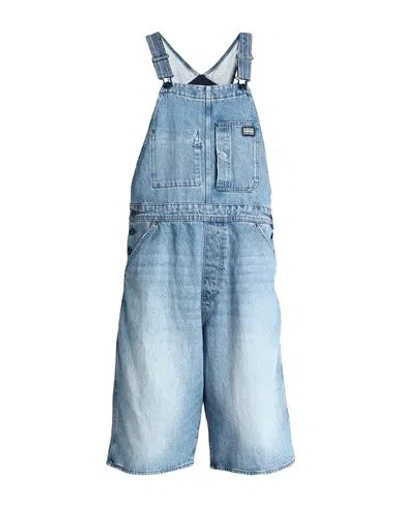 G-star Raw Woman Overalls Blue Size Xs Cotton, Recycled Cotton