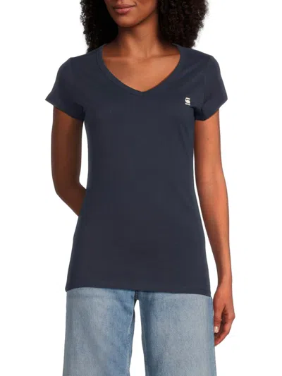 G-star Raw Women's Slim V-neck Cotton T-shirt In Blue