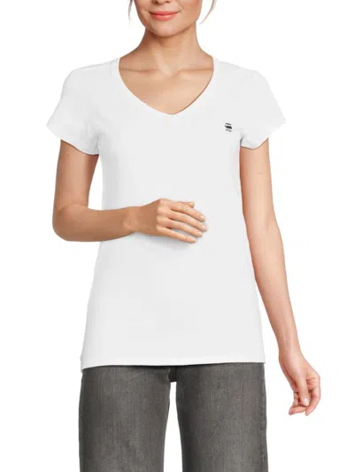 G-star Raw Women's Slim V-neck Cotton T-shirt In White