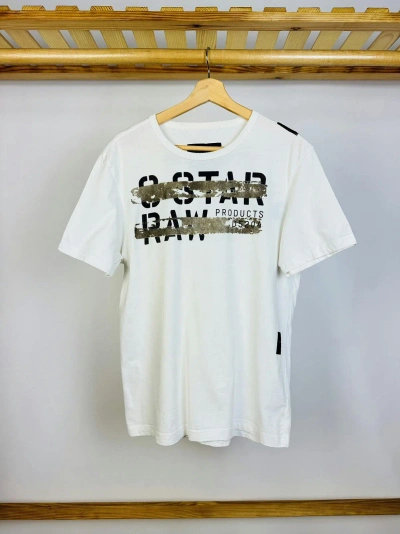 Pre-owned G Star Raw X Gstar G Star Raw T-shirt White Big Central Logo Size L