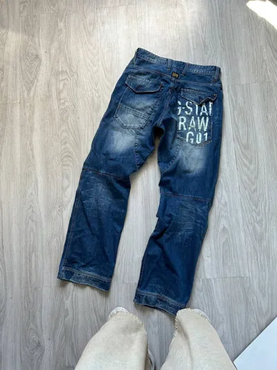 Pre-owned G Star Raw X Gstar G-star Raw Washed Y2k Baggy Big Logo Jeans In Denim