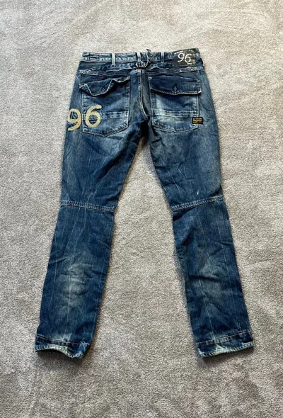 Pre-owned G Star Raw X Gstar Vintage G-star Raw Cargo Elwood Heritage Embro Narrow Jeans In Blue