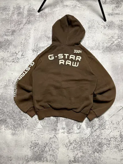 Pre-owned G Star Raw X Gstar Vintage G Star Raw Y2k Zip Hoodie In Brown