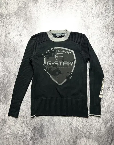 Pre-owned G Star Raw X Gstar Y2k G Star Raw Japan Archival Distressed Knit Style Sweater In Black